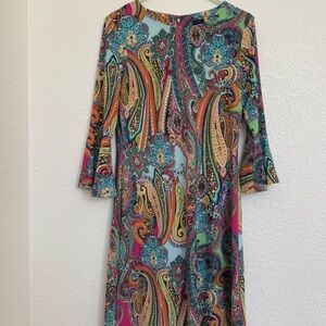 Tommy Hilfiger Women's Jaipur Paisley Bell Sleeve Sheath Dress Size 4 Colorful M